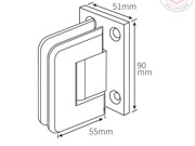 PVD Gold T shaped glass to wall hinge with a bevelled edge